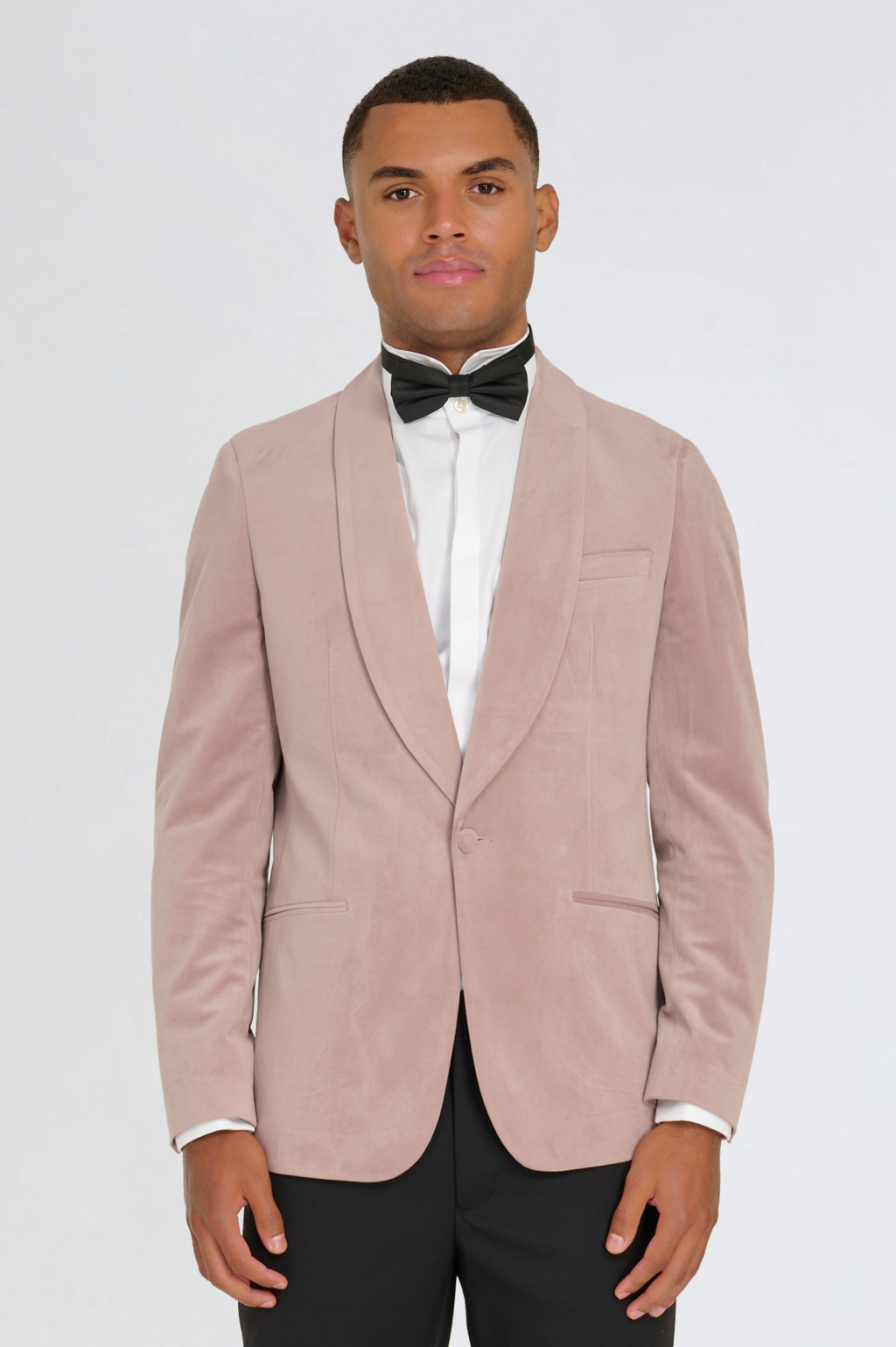 Leo Velvet Tuxedo Dinner Jacket with Shawl Lapel Detail in Blush RRP £159