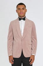 Load image into Gallery viewer, Leo Velvet Tuxedo Dinner Jacket with Shawl Lapel Detail in Blush RRP £159
