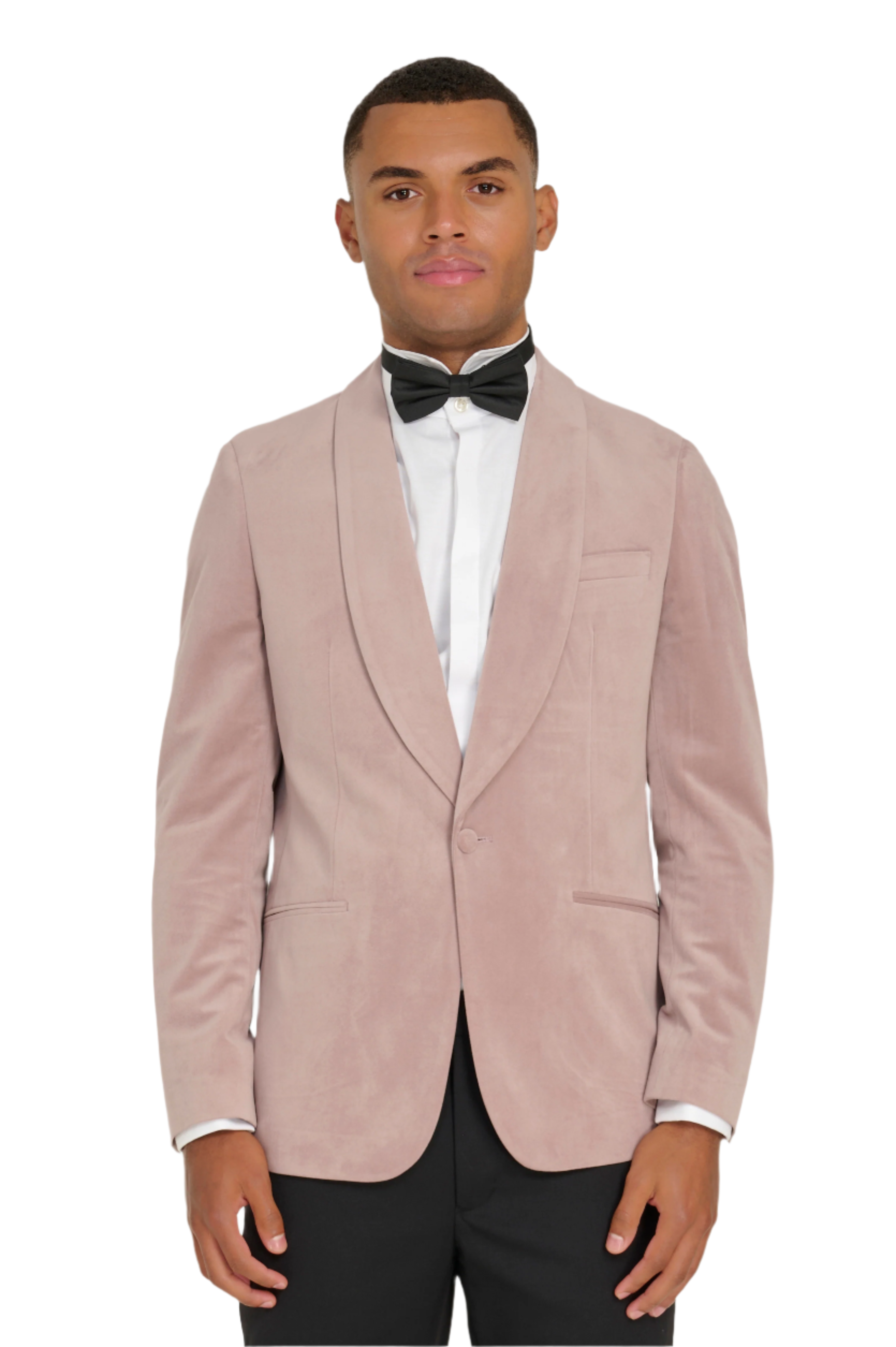 Leo Velvet Tuxedo Dinner Jacket with Shawl Lapel Detail in Blush RRP £159