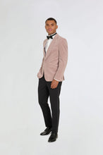 Load image into Gallery viewer, Leo Velvet Tuxedo Dinner Jacket with Shawl Lapel Detail in Blush RRP £159
