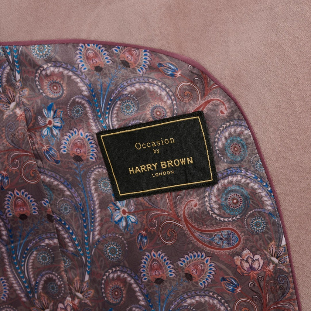 Leo Velvet Tuxedo Dinner Jacket with Shawl Lapel Detail in Blush RRP £159