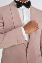 Load image into Gallery viewer, Leo Velvet Tuxedo Dinner Jacket with Shawl Lapel Detail in Blush RRP £159
