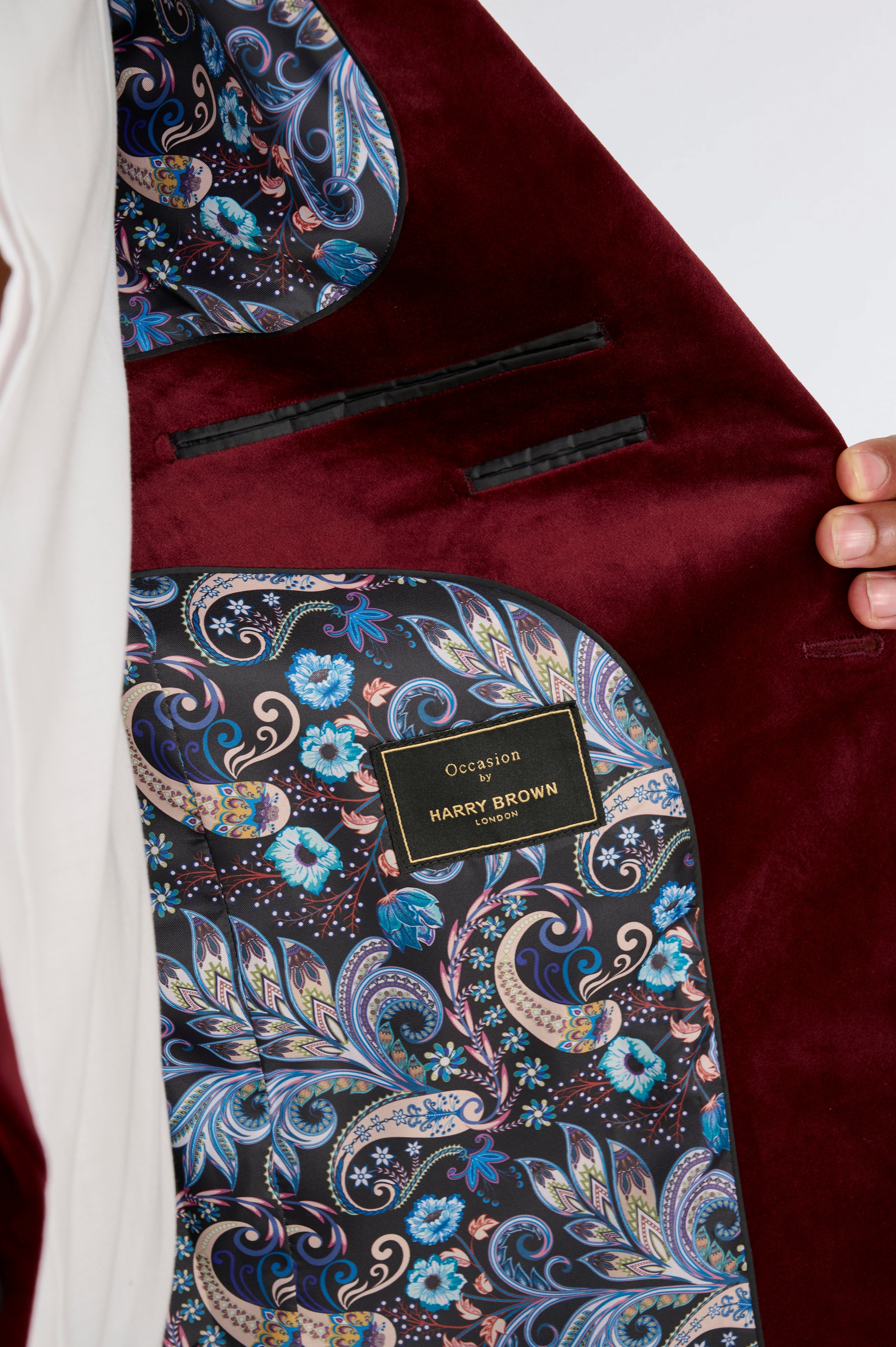 Leo Velvet Tuxedo Dinner Jacket with Shawl Lapel Detail in Burgundy  RRP £159