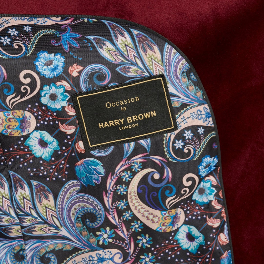 Leo Velvet Tuxedo Dinner Jacket with Shawl Lapel Detail in Burgundy  RRP £159