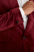 Load image into Gallery viewer, Leo Velvet Tuxedo Dinner Jacket with Shawl Lapel Detail in Burgundy  RRP £159
