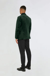 Leo Velvet Tuxedo Dinner Jacket with Shawl Lapel Detail in Emerald Green RRP £159