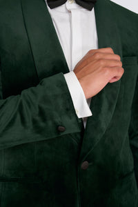 Leo Velvet Tuxedo Dinner Jacket with Shawl Lapel Detail in Emerald Green RRP £159