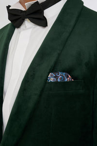 Leo Velvet Tuxedo Dinner Jacket with Shawl Lapel Detail in Emerald Green RRP £159