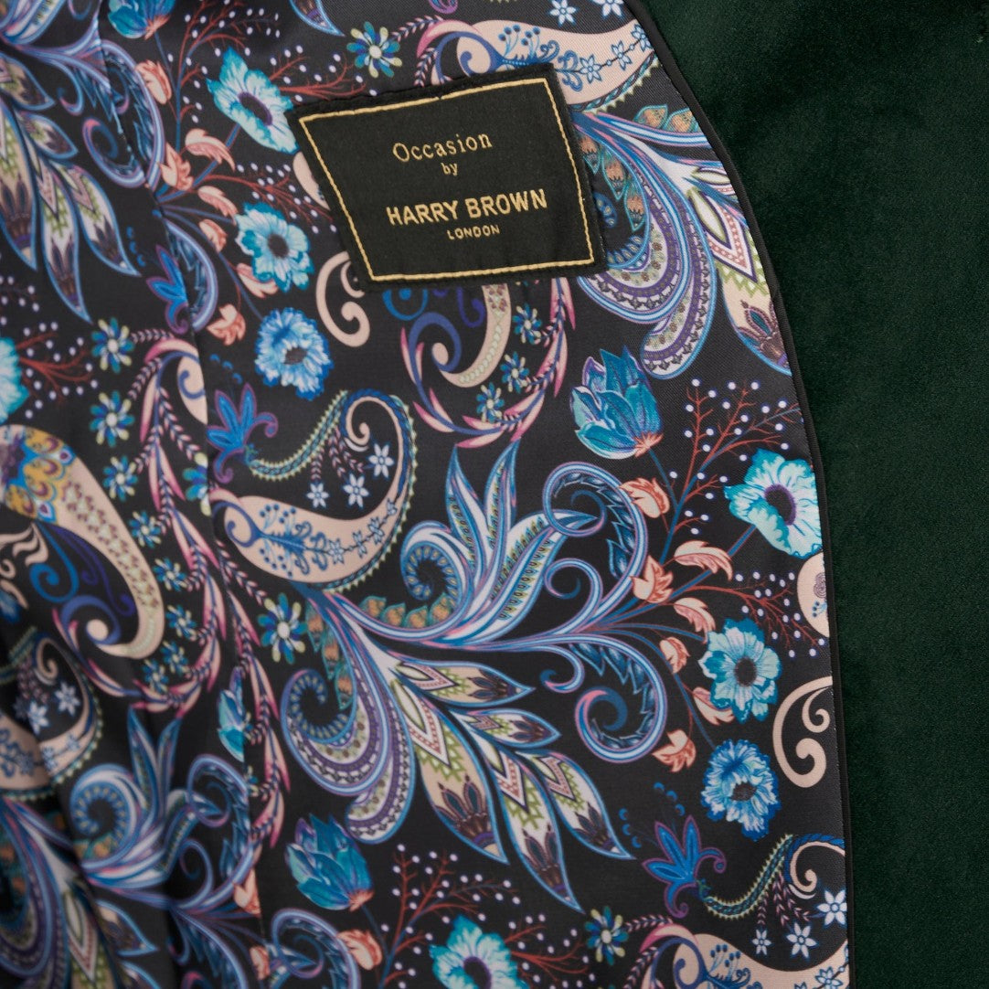 Leo Velvet Tuxedo Dinner Jacket with Shawl Lapel Detail in Emerald Green RRP £159