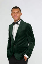 Load image into Gallery viewer, Leo Velvet Tuxedo Dinner Jacket with Shawl Lapel Detail in Emerald Green RRP £159
