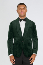 Load image into Gallery viewer, Leo Velvet Tuxedo Dinner Jacket with Shawl Lapel Detail in Emerald Green RRP £159
