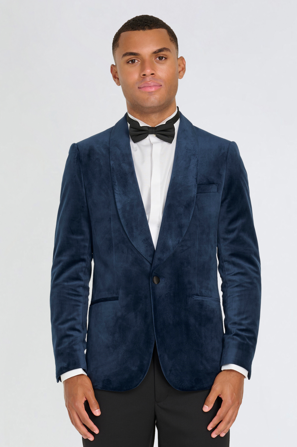 Leo Velvet Tuxedo Dinner Jacket with Shawl Lapel Detail in Navy RRP £159