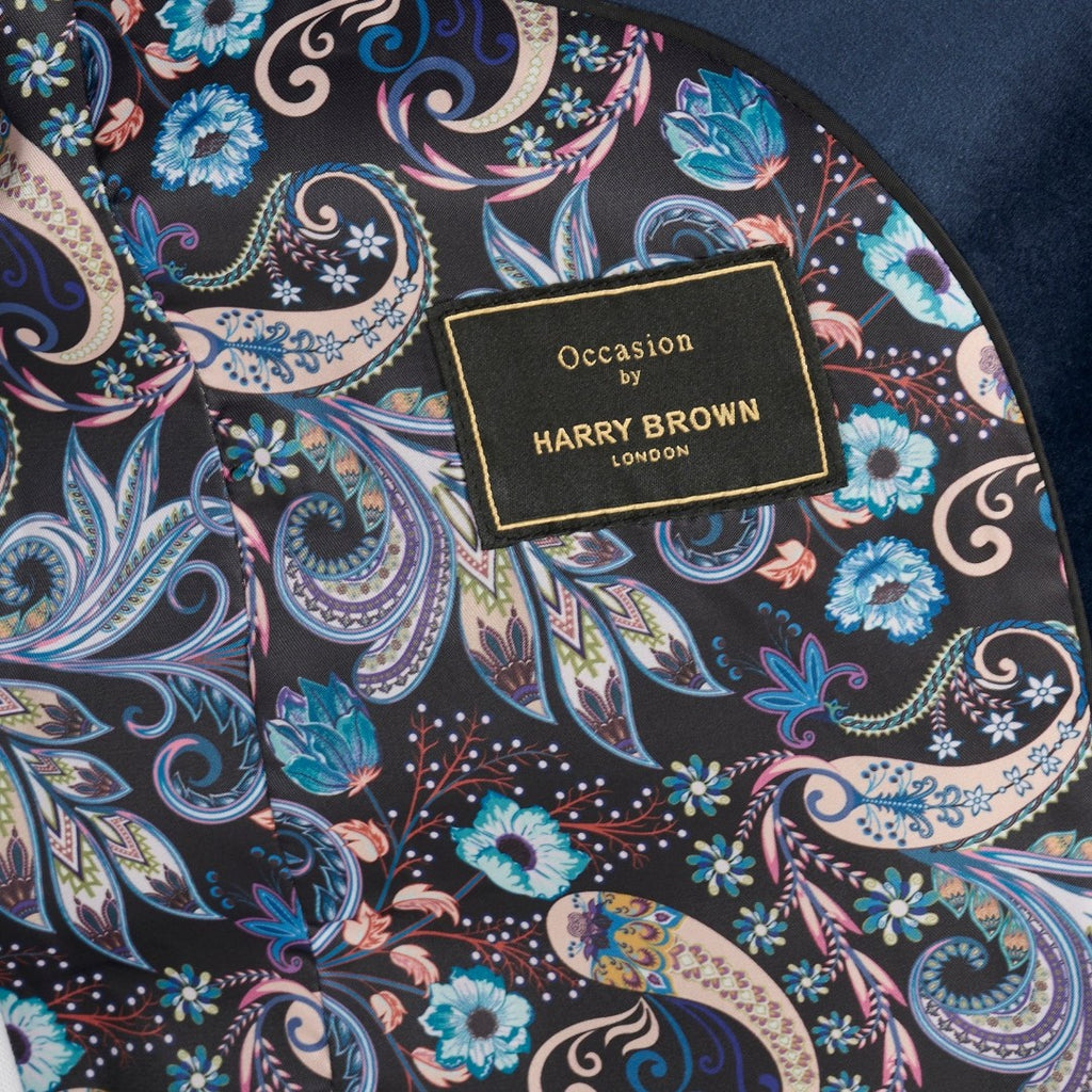 Leo Velvet Tuxedo Dinner Jacket with Shawl Lapel Detail in Navy RRP £159