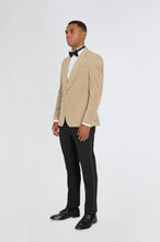 Load image into Gallery viewer, Leo Velvet Tuxedo Dinner Jacket with Shawl Lapel Detail in Taupe RRP £159
