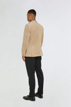 Load image into Gallery viewer, Leo Velvet Tuxedo Dinner Jacket with Shawl Lapel Detail in Taupe RRP £159
