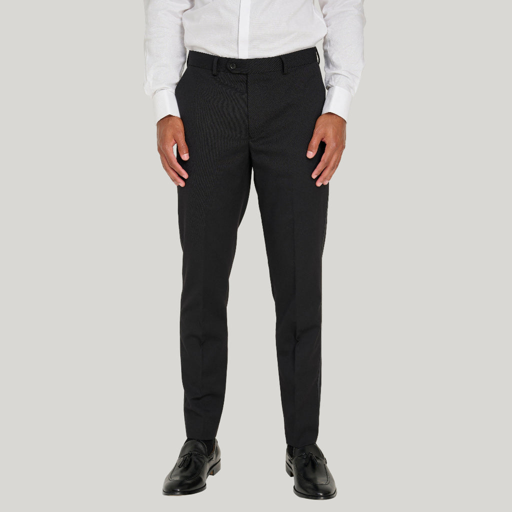 Leo Tuxedo Dinner Trousers with Satin Stripe Detail in Black RRP £89