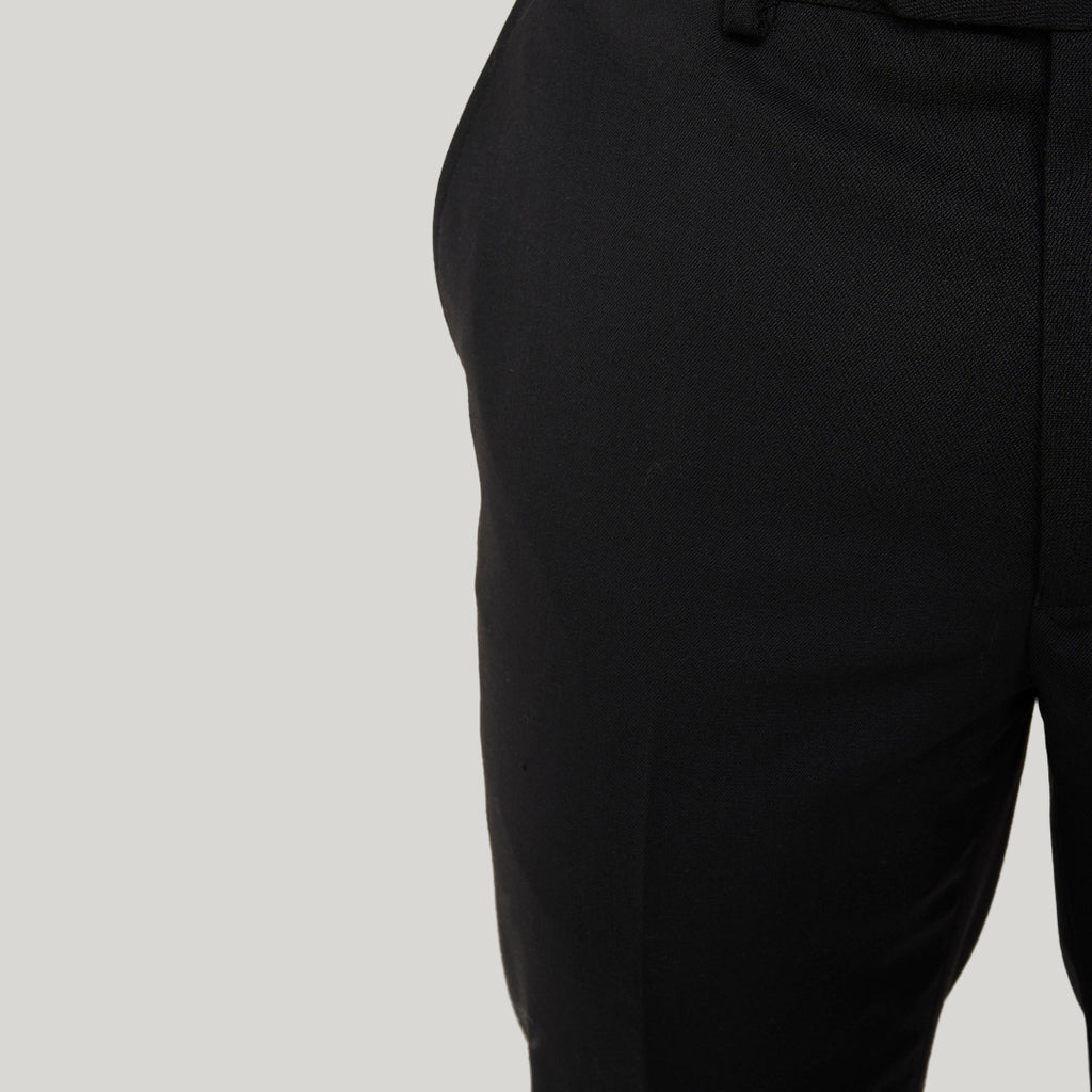 Leo Tuxedo Dinner Trousers with Satin Stripe Detail in Black RRP £89