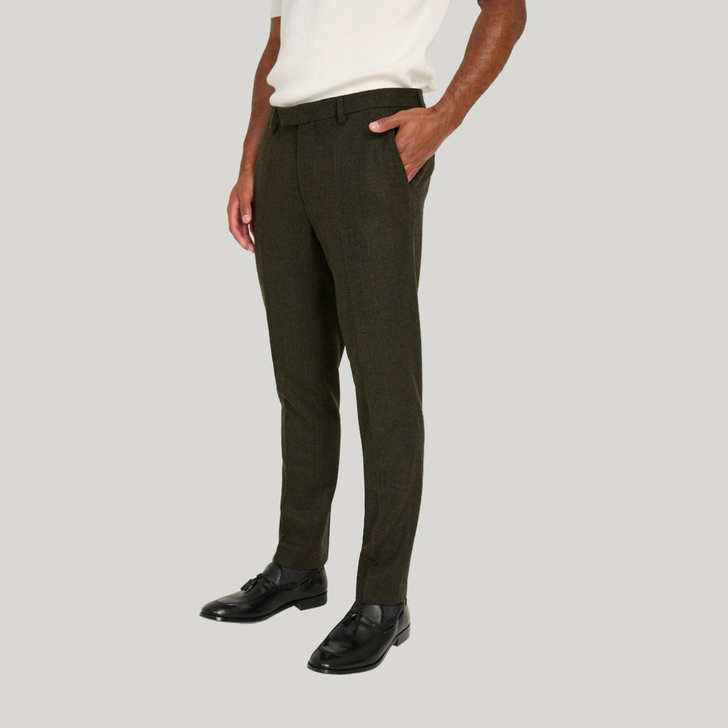 Henry Tweed Trousers in Olive RRP £89