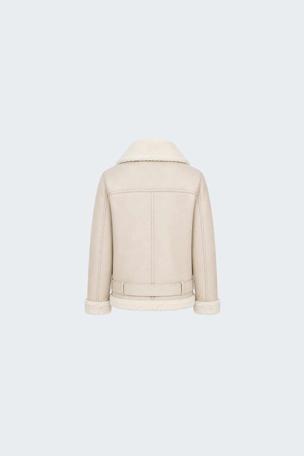 Elle Jolie Faux-Shearling Biker Jacket Beige RRP £269