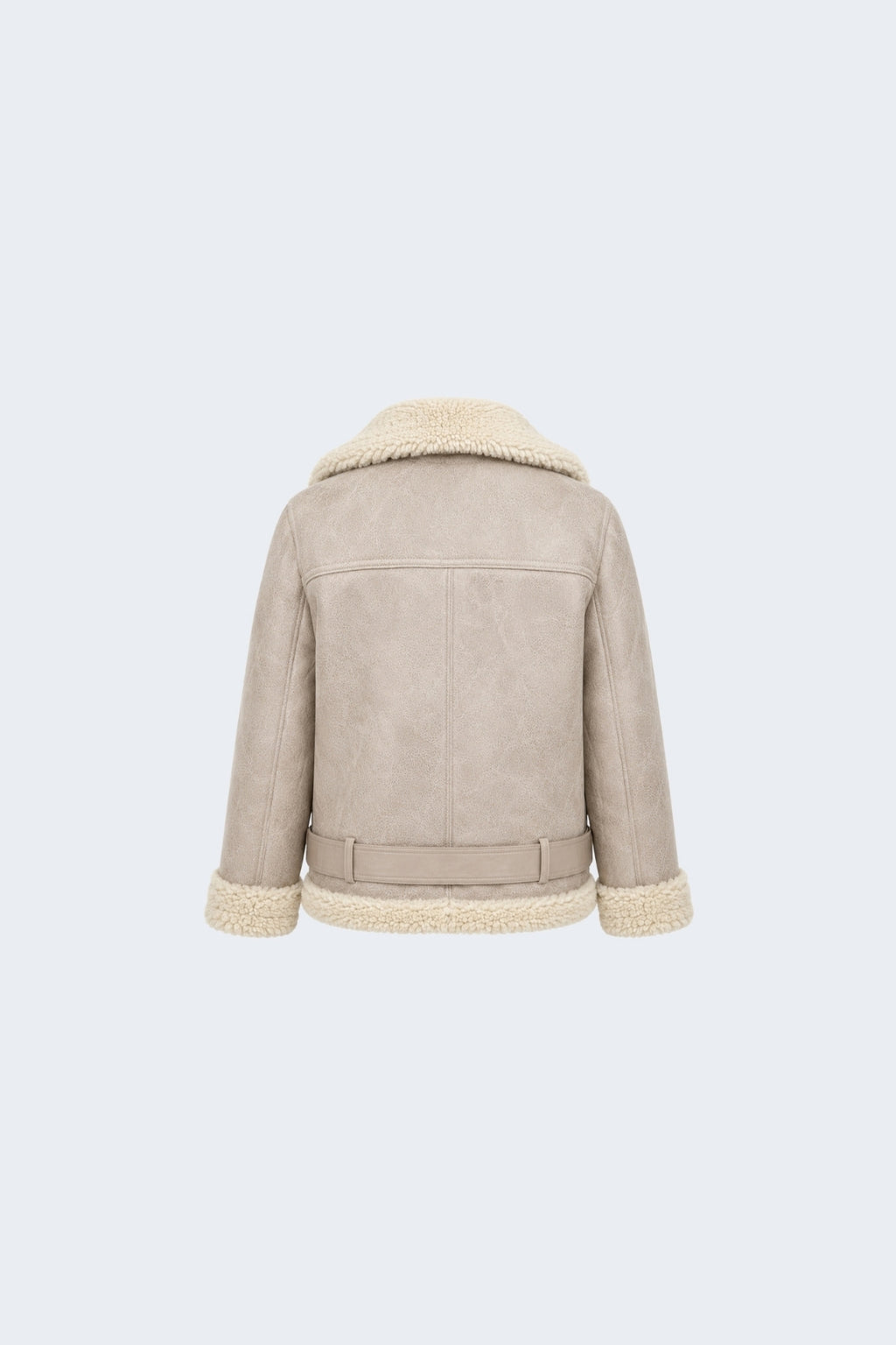 Elle Jolie Faux-Shearling Biker Jacket Grey RRP £269