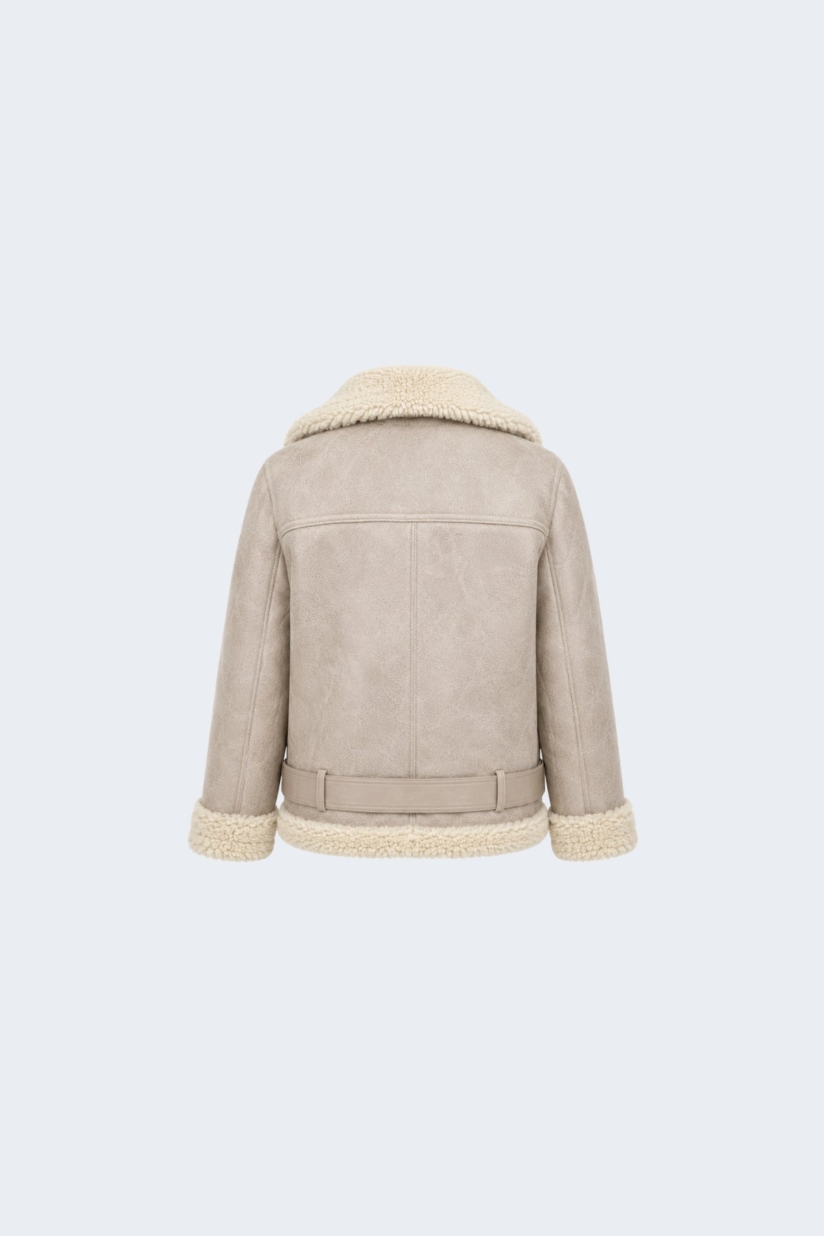 Elle Jolie Faux-Shearling Biker Jacket Grey RRP £269