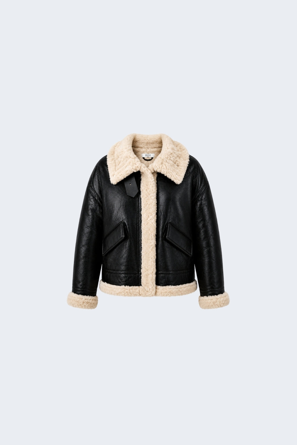 Elle Jocelyn Faux-Shearling Aviator Jacket Black RRP £269