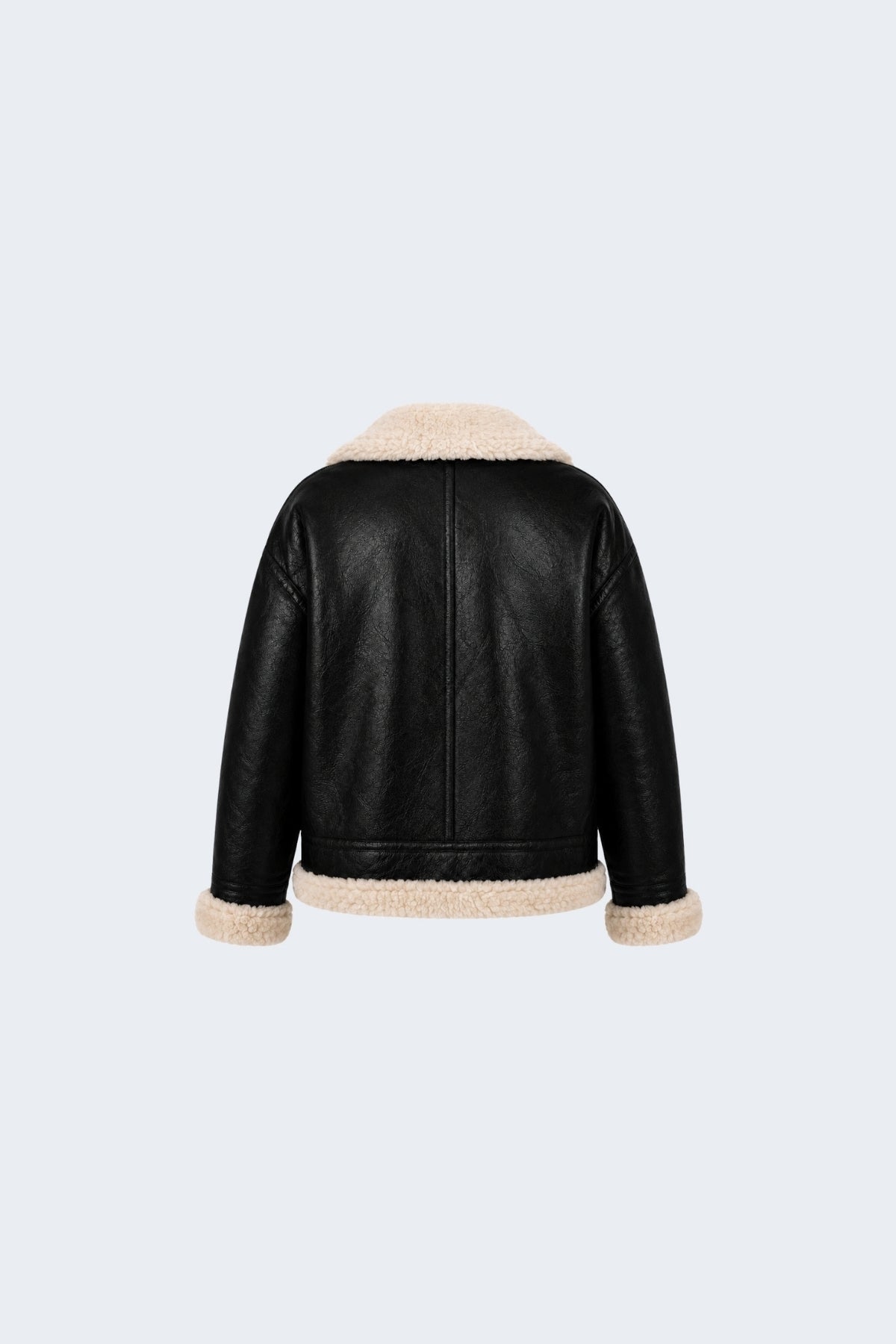 Elle Jocelyn Faux-Shearling Aviator Jacket Black RRP £269