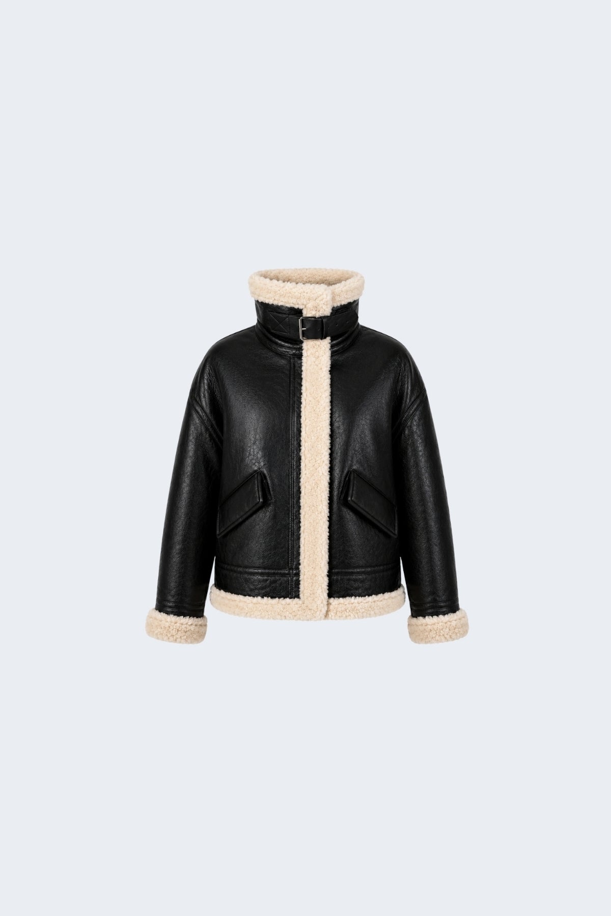 Elle Jocelyn Faux-Shearling Aviator Jacket Black RRP £269