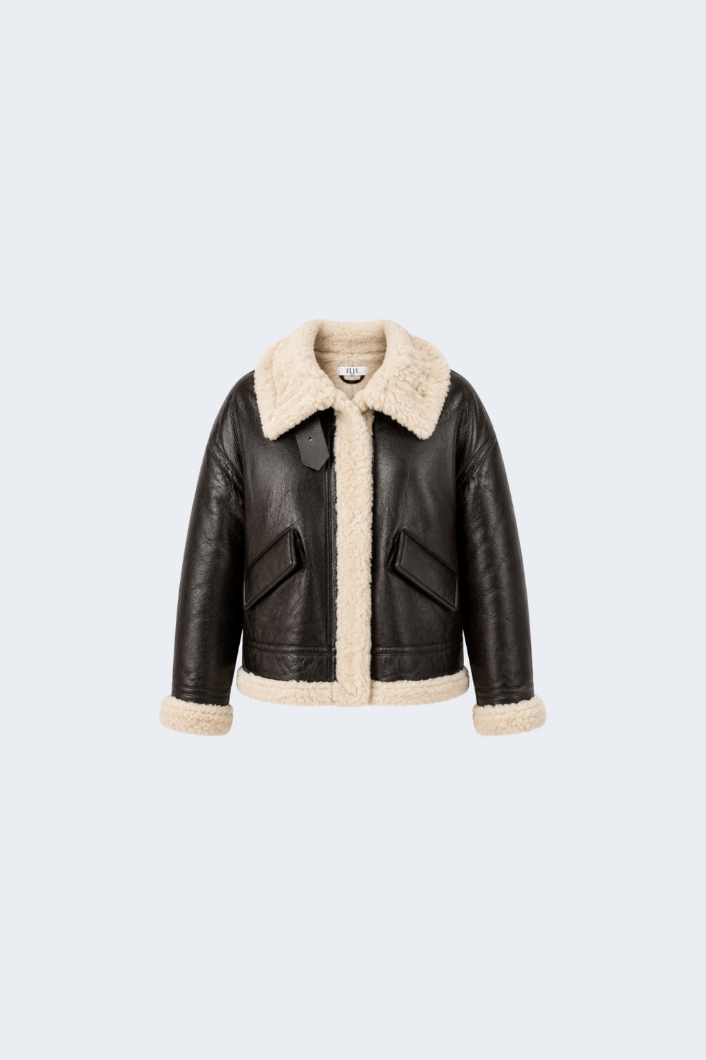 Elle Jocelyn Faux-Shearling Aviator Jacket Brown RRP £269