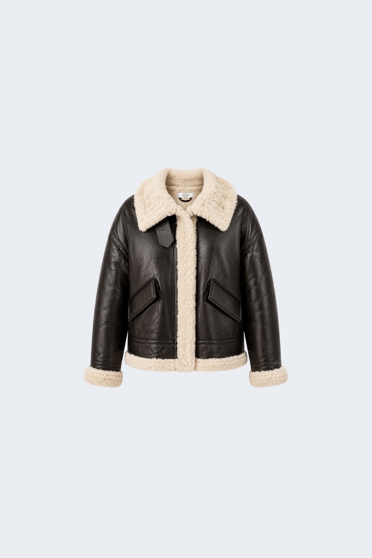 Elle Jocelyn Faux-Shearling Aviator Jacket Brown RRP £269