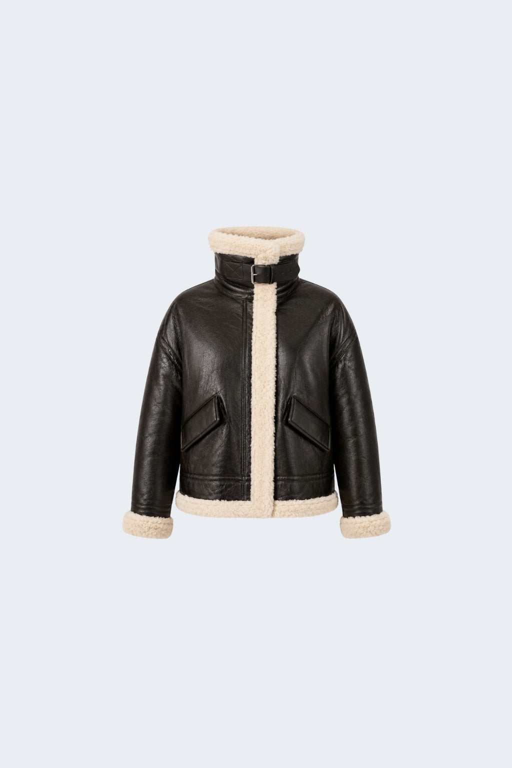 Elle Jocelyn Faux-Shearling Aviator Jacket Brown RRP £269
