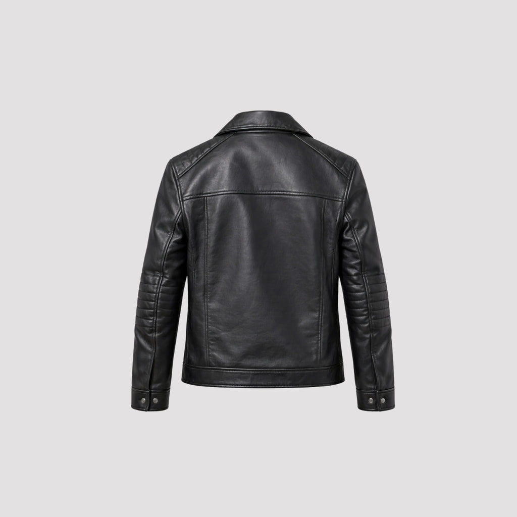 Leather Biker Jacket in Black RRP £269