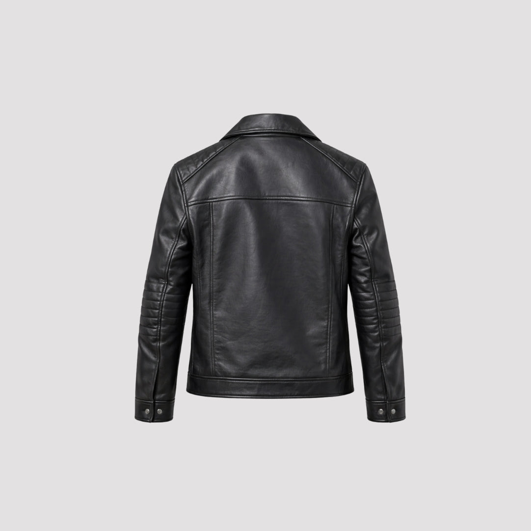 Leather Biker Jacket in Black RRP £269