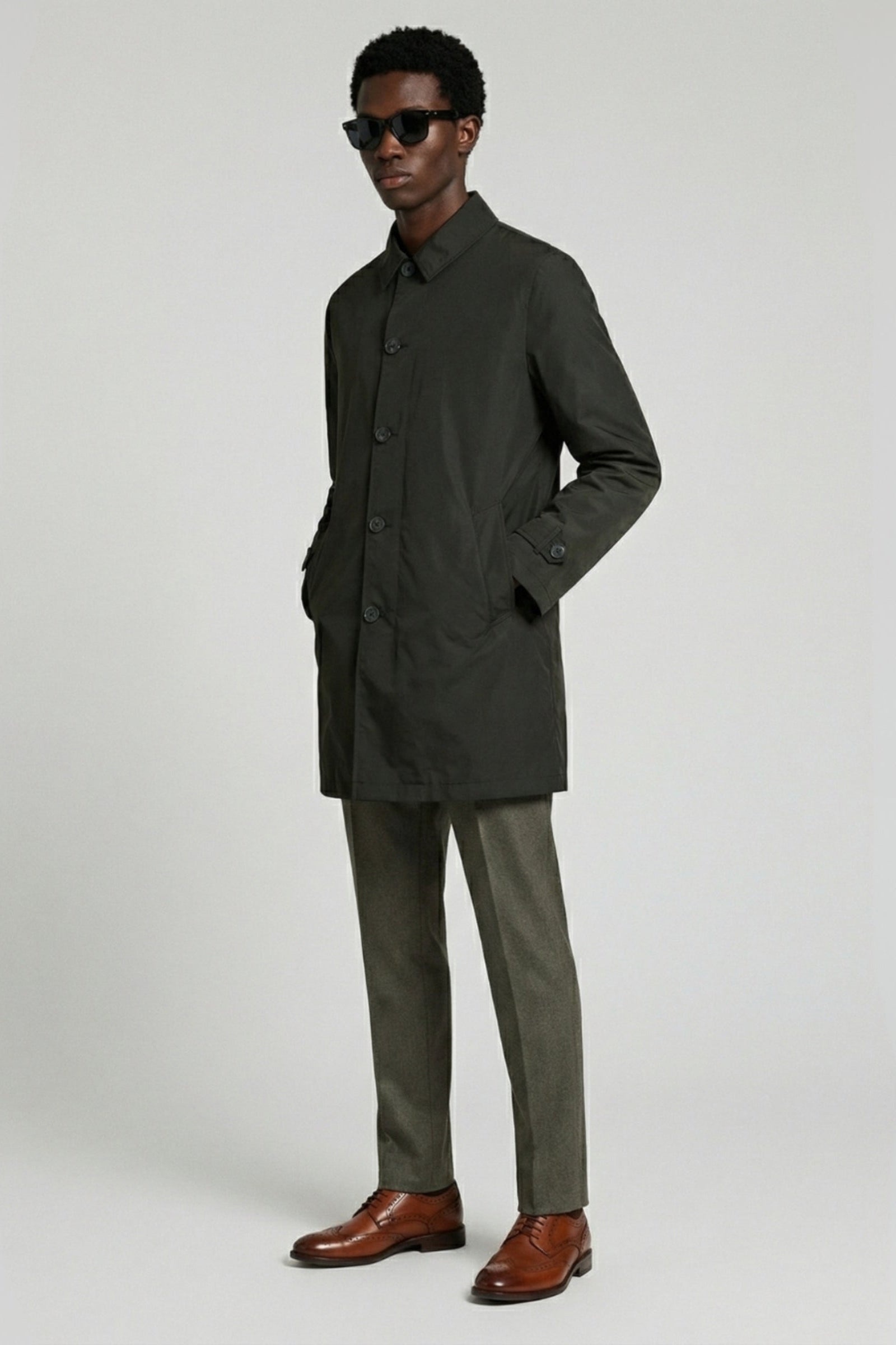 James  Harry Brown Basic Raincoat in Khaki RRP £149