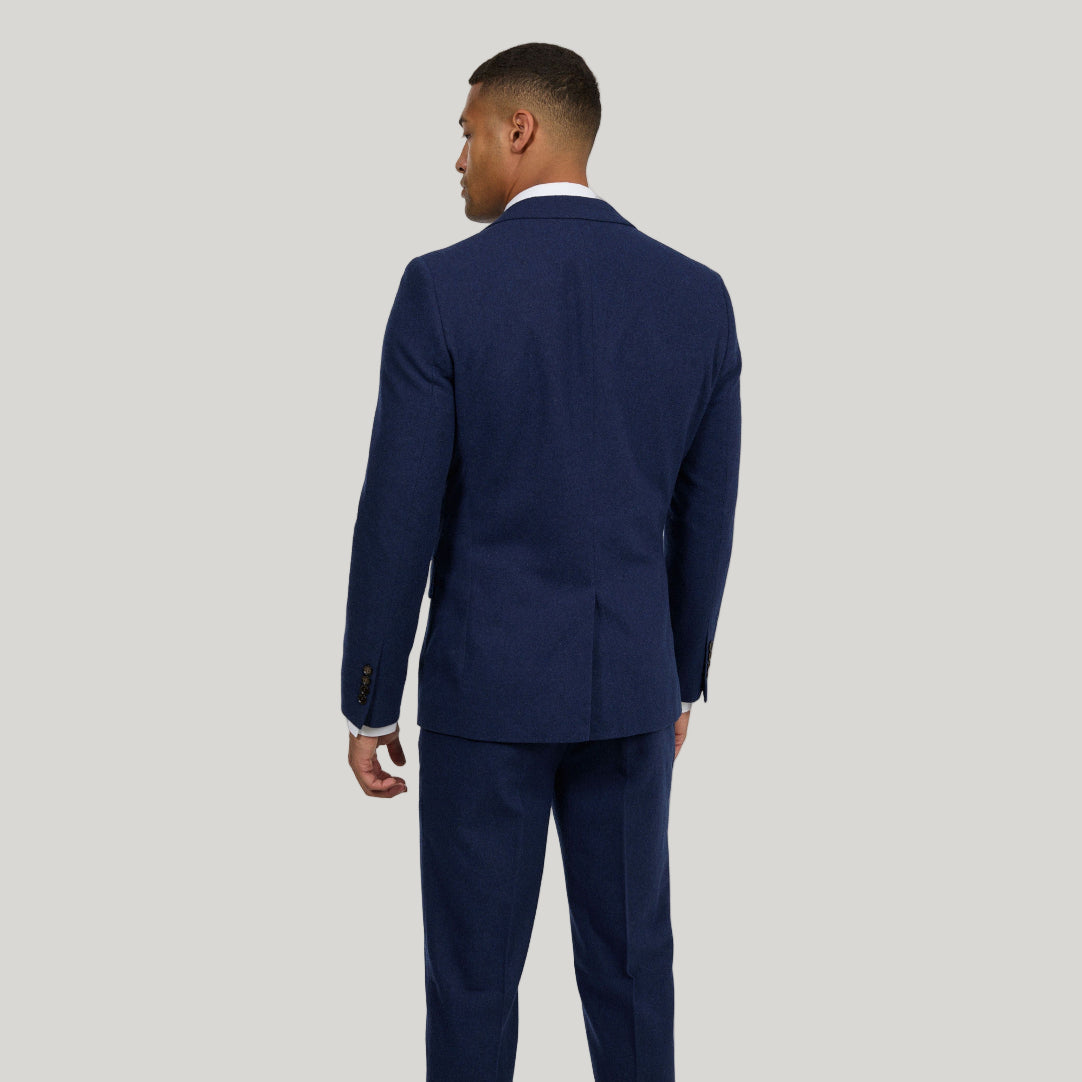 Eton Wool Tweed Three Piece Slim Fit Suit in Navy RRP £299