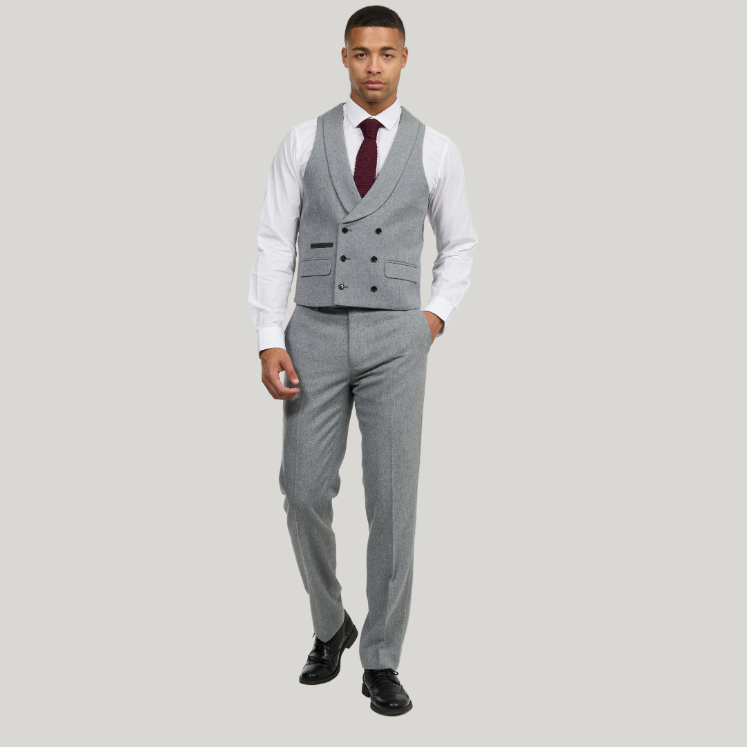 Eton Wool Tweed Three Piece Slim Fit Suit in Grey RRP £299