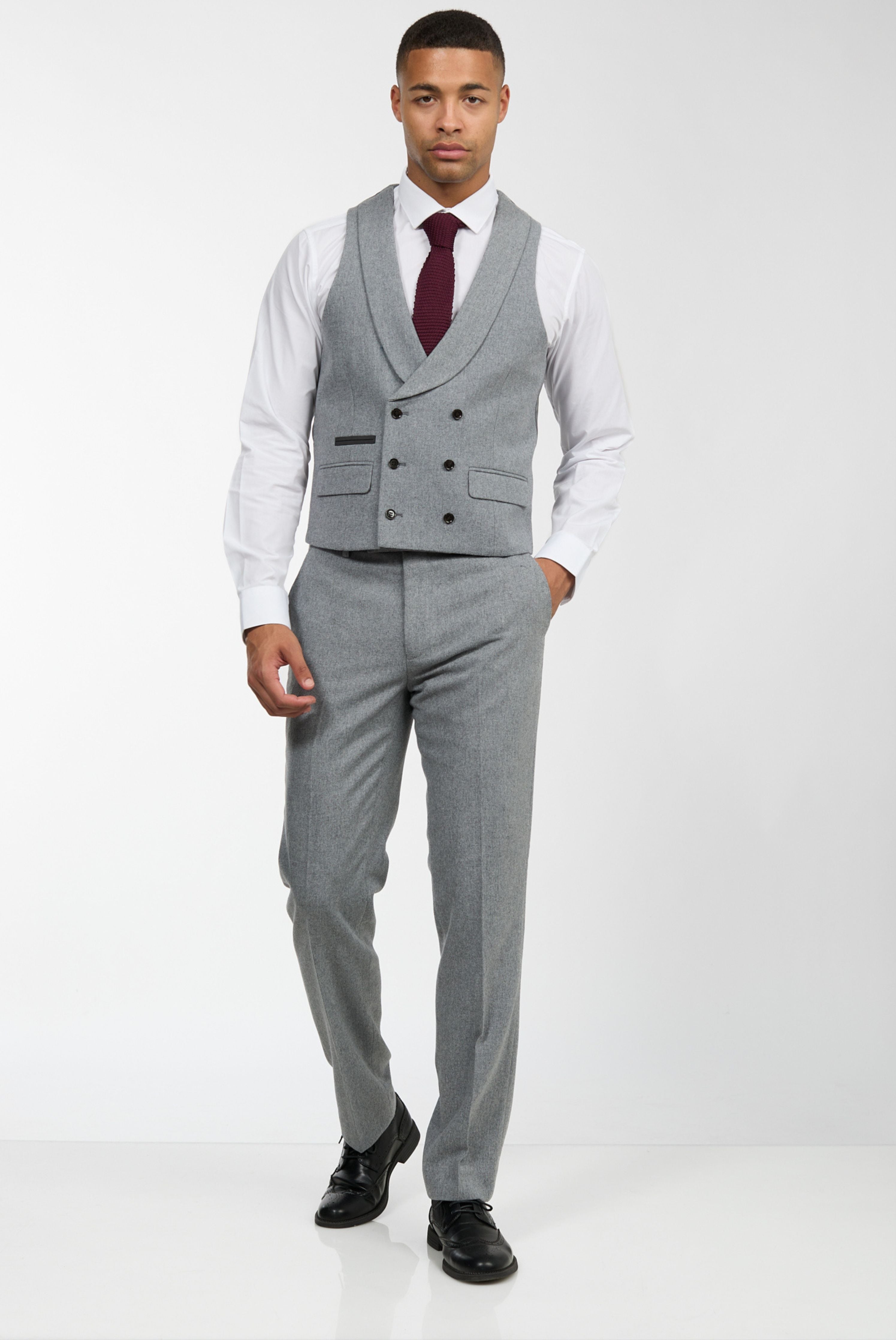 Eton Wool Tweed Three Piece Slim Fit Suit in Grey RRP £299