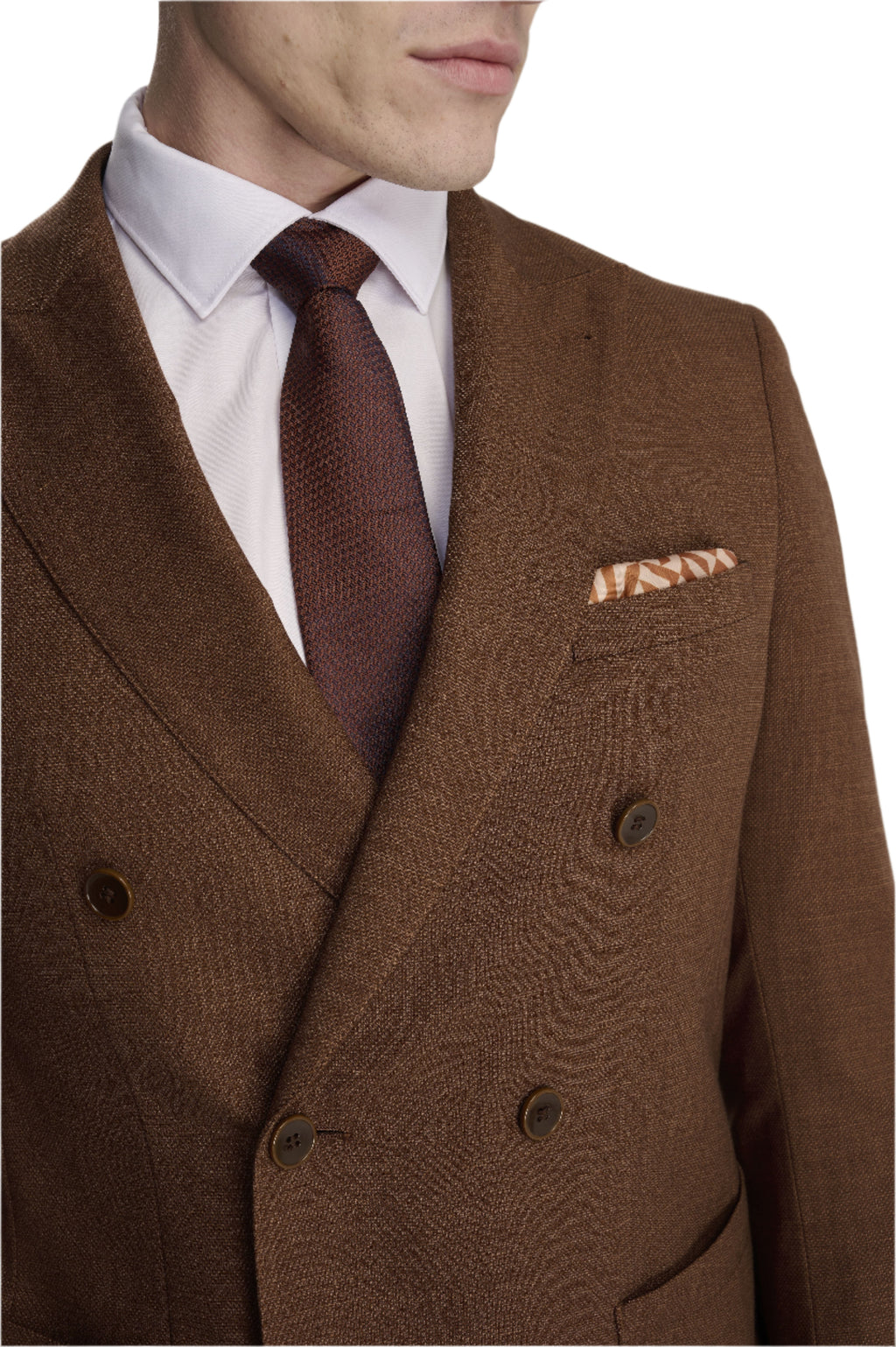 Sandro Linen Look Double Breasted Suit Jacket in Rust RRP £129
