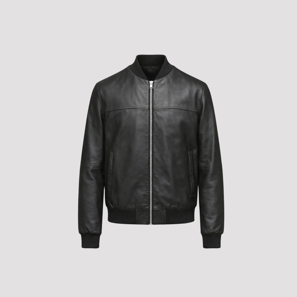 Leather Bomber Jacket in Black RRP £269
