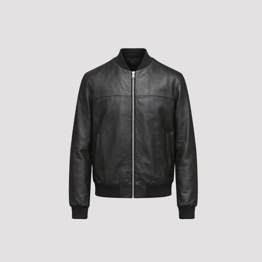Leather Bomber Jacket in Black RRP £269