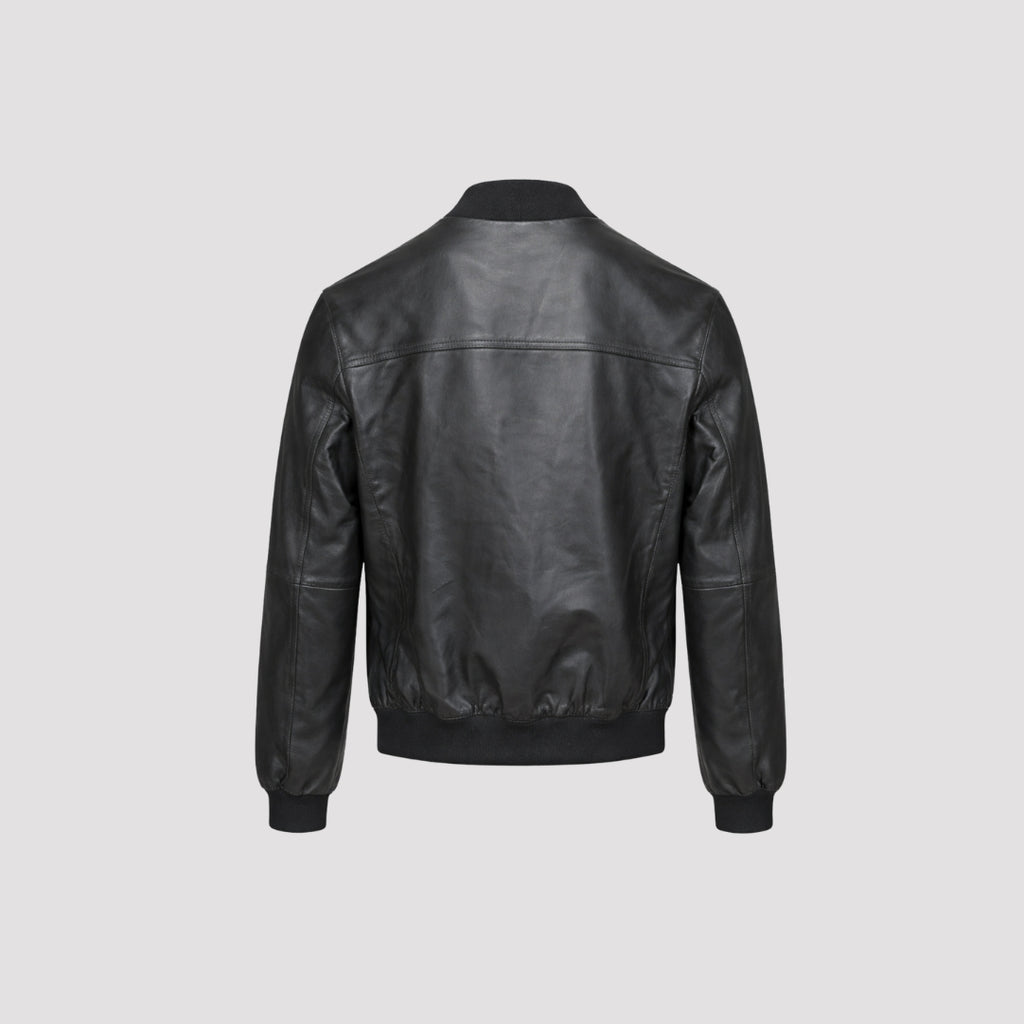 Leather Bomber Jacket in Black RRP £269