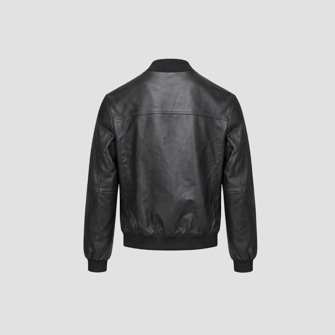 Leather Bomber Jacket in Black RRP £269