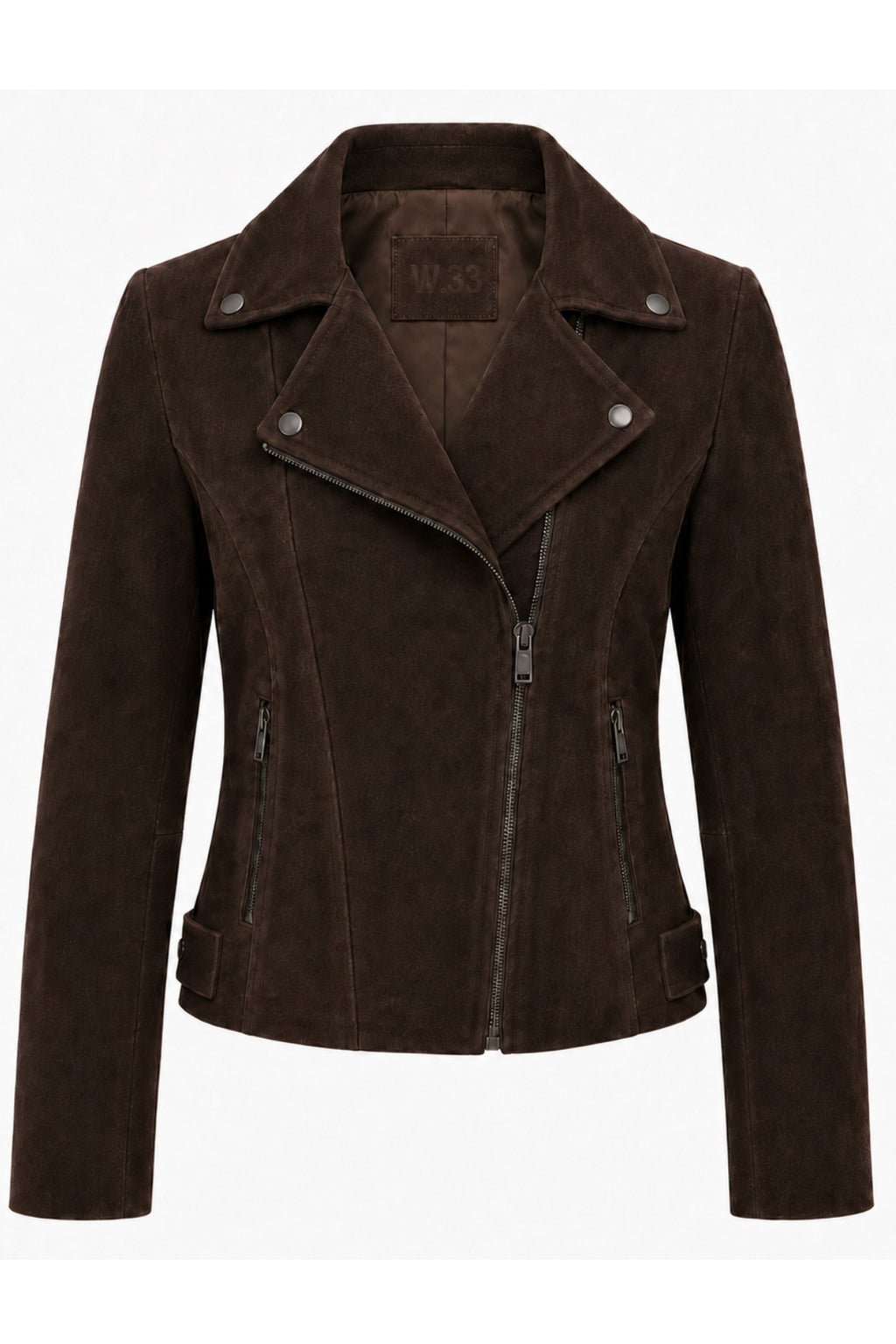 Lux Calf Suede Leather Biker Jacket in Chestnut RRP £489