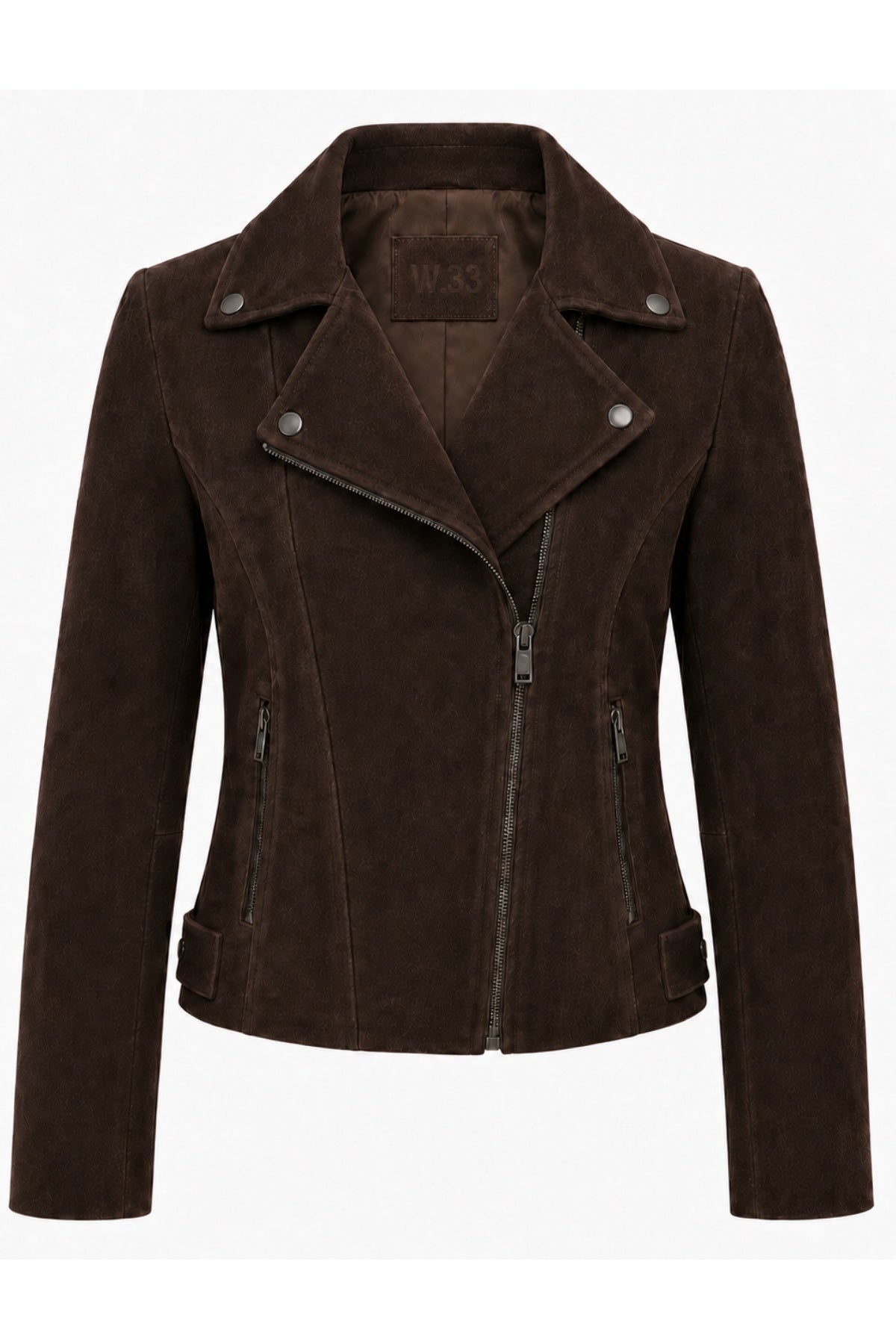 Lux Calf Suede Leather Biker Jacket in Chestnut RRP £489