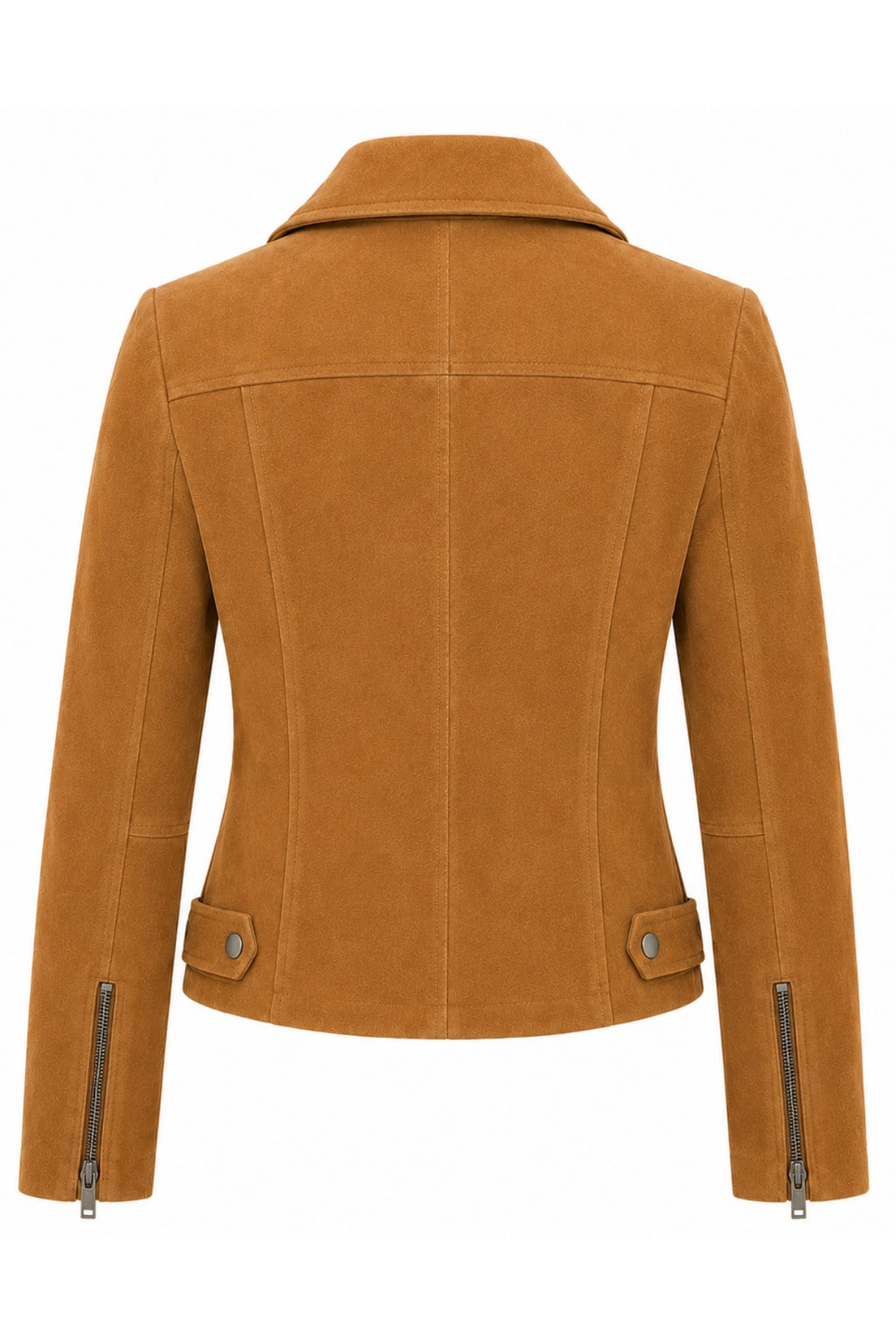 Lux Calf Suede Leather Biker Jacket in Cognac RRP £489