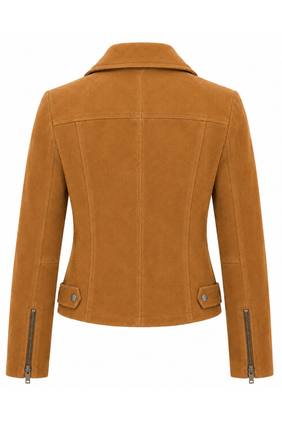 Lux Calf Suede Leather Biker Jacket in Cognac RRP £489