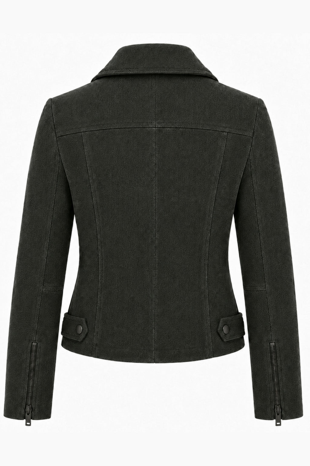 Lux Calf Suede Leather Biker Jacket in Olive RRP £489
