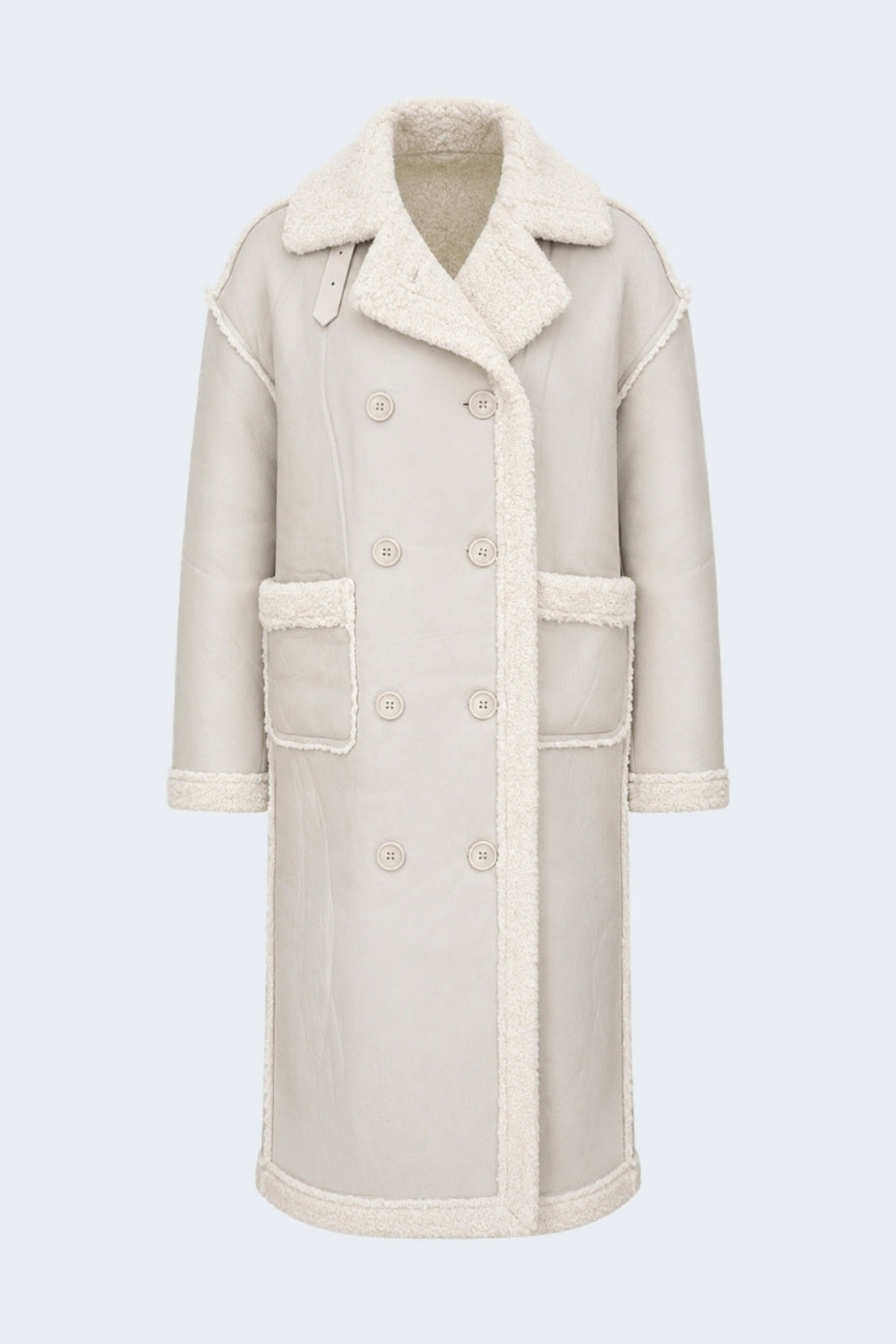 Elle Morgan Double-Breasted Faux-Shearling Coat Grey RRP £379