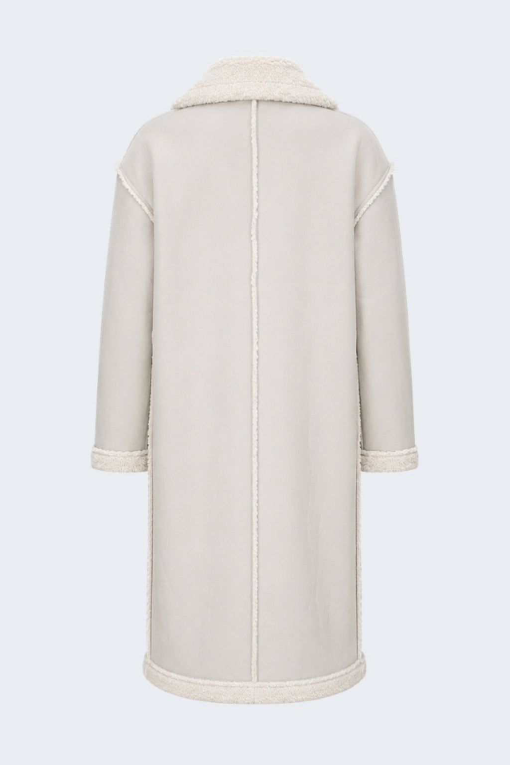 Elle Morgan Double-Breasted Faux-Shearling Coat Grey RRP £379