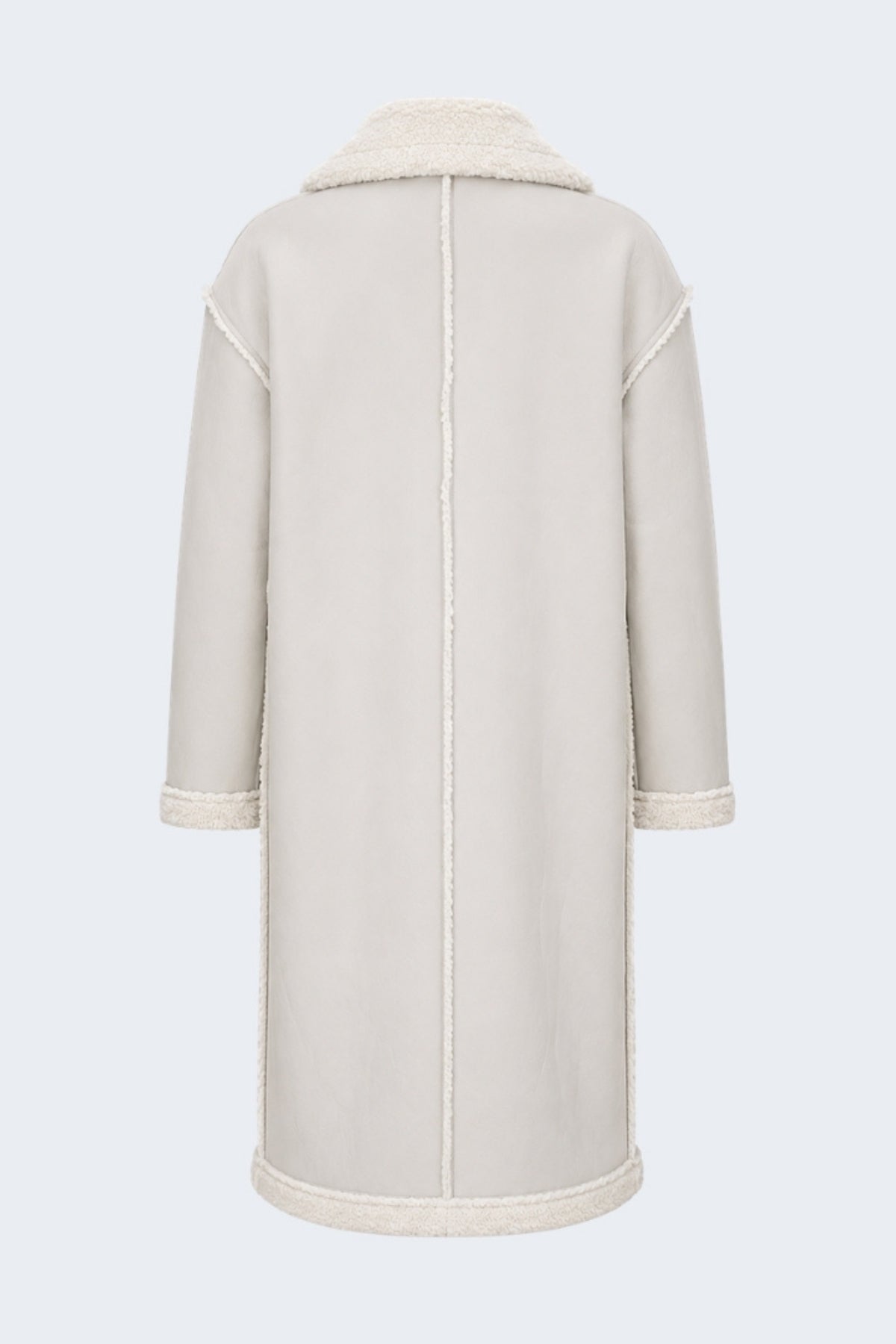 Elle Morgan Double-Breasted Faux-Shearling Coat Grey RRP £379